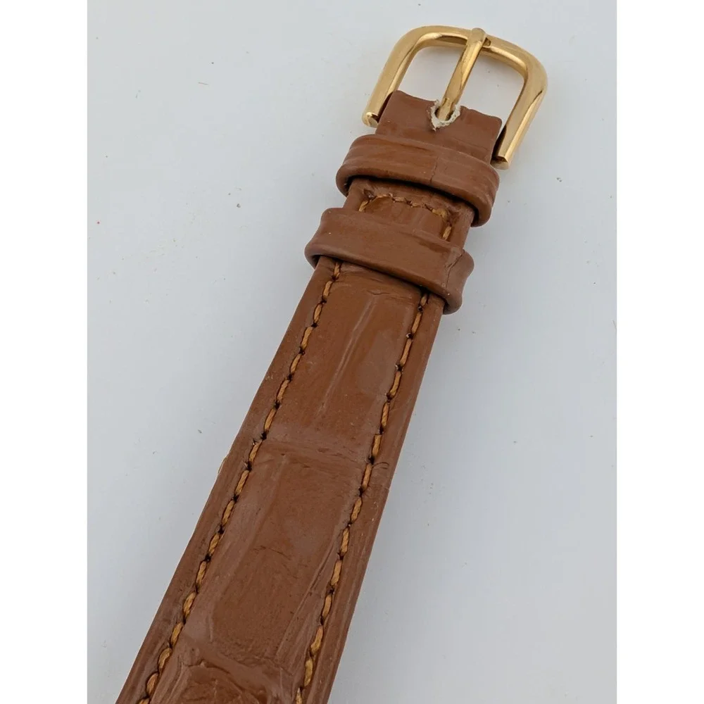 Vintage American Flag‎ Watch Women 26mm Case Brown Leather Band- New Battery